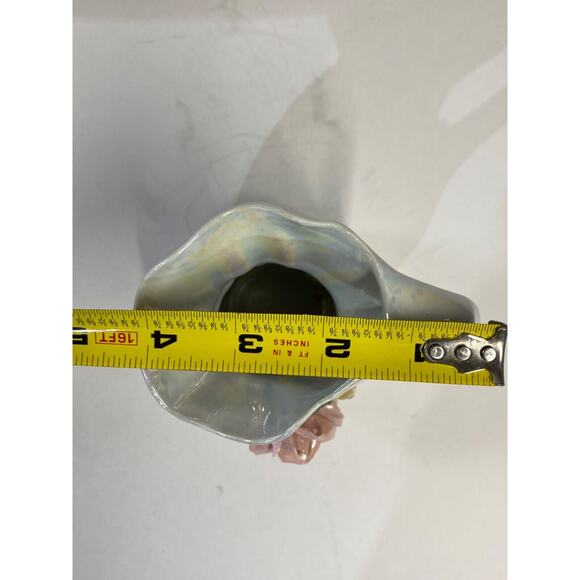 Vintage Small 4½" Tall Lustreware Pitcher 3D Sculpted Porcelain Pink Rose - Picture 9 of 9